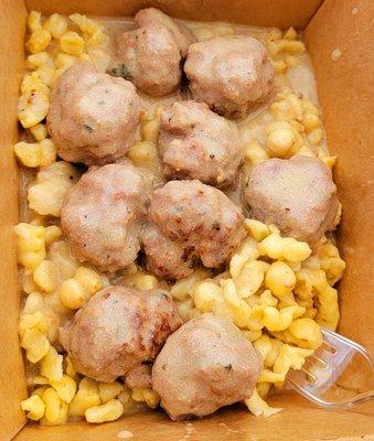 German meatballs and spaetzel (Jimbos food truck)