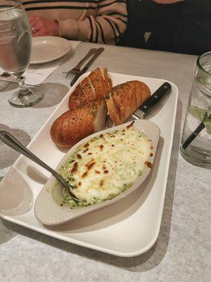 Spinach Artichoke Dip and French loaf