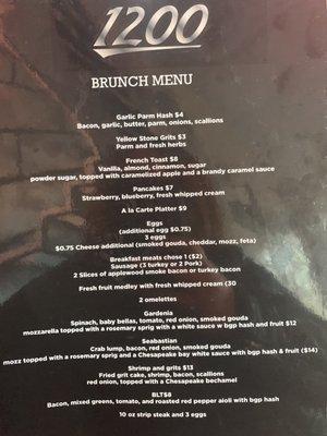 Brunch menu