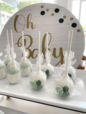 succulent and baby bottle cake pops