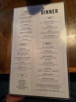 Dinner Menu