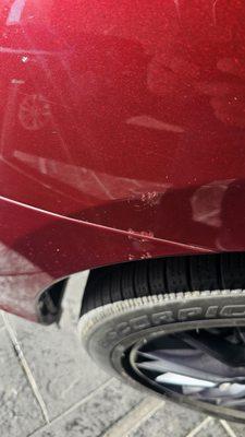 Image of the damage the day of the service at West Houston infiniti.