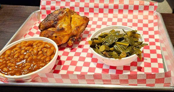 Smoked chicken comes with two sides