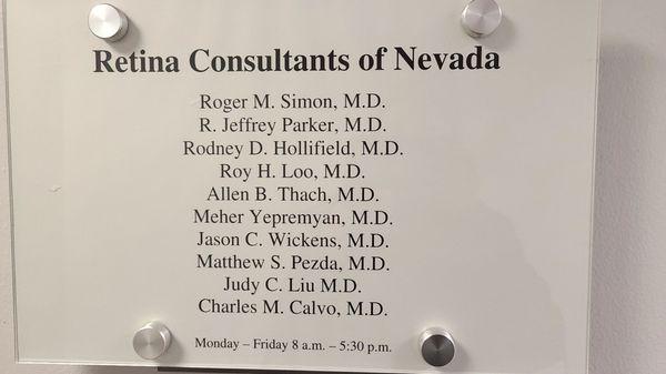 D' List of doctors Retinal consultants of Nevada Tuesday December 27, 2022