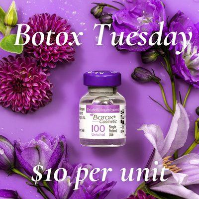 Schedule your appointment for our Botox special held every second Tuesday of the month.