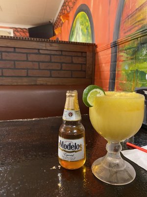 Mango Margarita with a Modelo