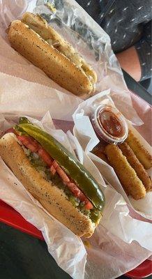 Chicago dog, Montana dog without the bacon and a side of mozzarella sticks.