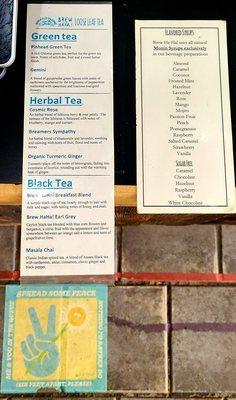 Teas and beverage flavors.