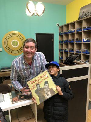 So excited about his Abbott & Costello record purchase!