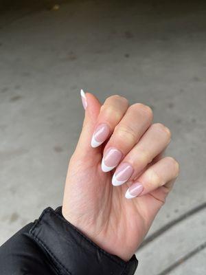 French tip nails dip powder with extensions by Kate