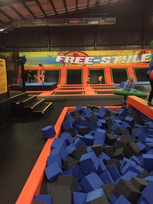 The main trampoline area