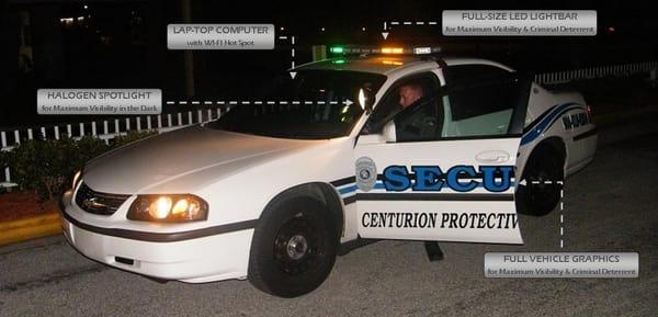 Our marked patrol vehicles have full vehicle graphics for maximum visibility and criminal deterrent.