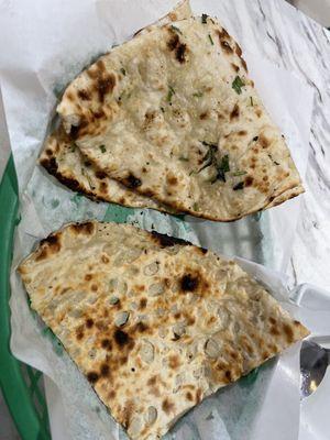 Garlic naan and Onion Kulcha