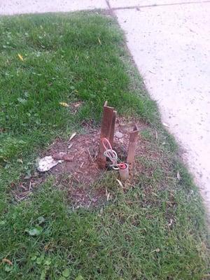 Rusted outlets and loose wires sticking out of the ground, check!