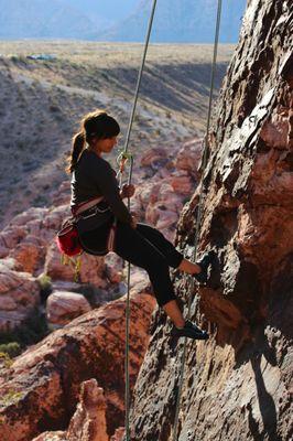 Missy Apple geared up at AntiGravity Equipment for her trip to Red Rocks, Nevada.