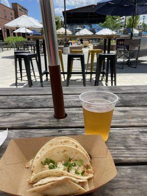 Chicken Tacos from Two Step Tacos and an Oh Hi Yo lager from Crooked Can.