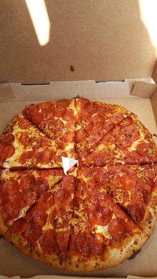 Large double pepperoni pizza