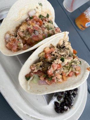 Shrimp Taco (left) Pork Taco (Right)