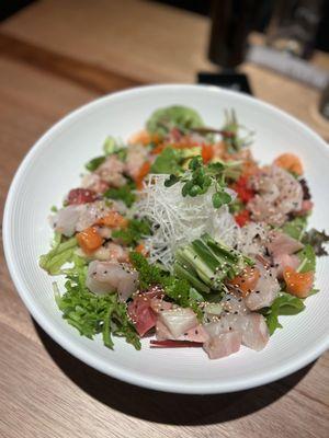 Sashimi salad bowl ($27). Comes with rice. Very generous amount and great for two people.