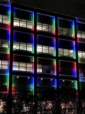 The Schrafft's back of the Building which once housed the Famous Candy Factory once again lights up the night skies of Boston