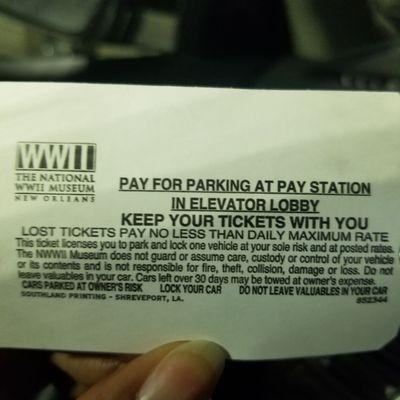 Back of parking ticket