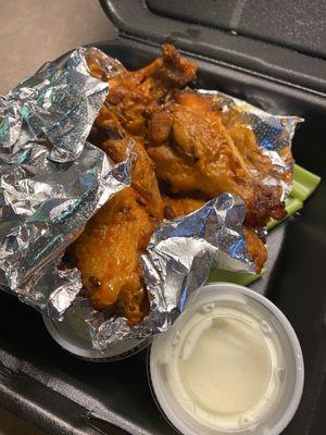 Buffalo Wings bone in. Extra ranch