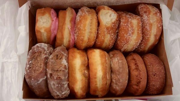 Dozen of assorted donuts for $7.49. Half dozen for $5.80. Bigger saving with more donuts.