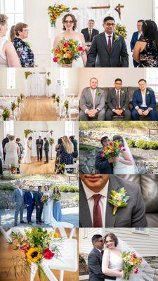 Bright and fun flowers for a summer wedding at Miltong Ridge in Clarksburg, Maryland. Shots by Red Dove Photography