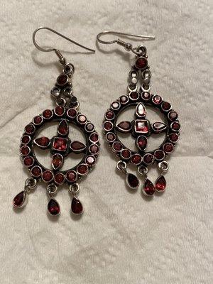 Beautiful silver and garnet earrings