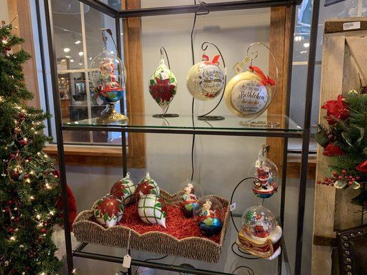 Christmas ornaments in the gift store