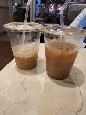 Ice latte and ice caramel macchiato