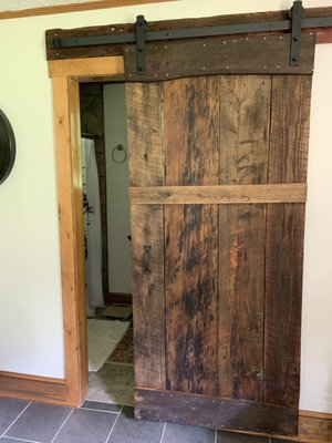 Custom sliding barn door installation.