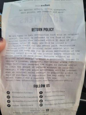 Return policy