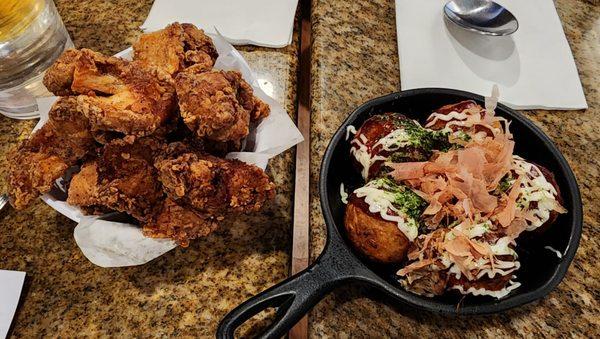 Chicken karage and takoyaki