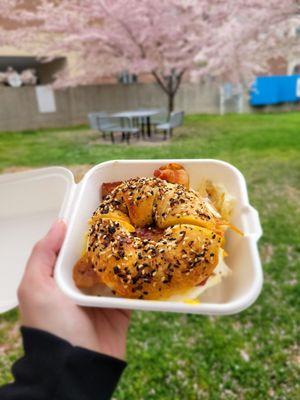 Everything Bagel with Bacon, Egg, and Cheese