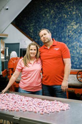 Drew and Tracy owners of Krueger's Candies