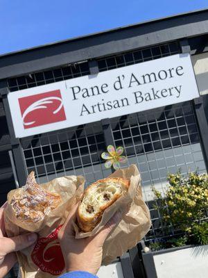 Almond croissant and chocolate croissant