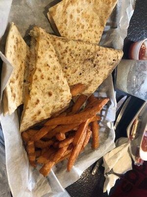 Crab and shrimp quesadillas.