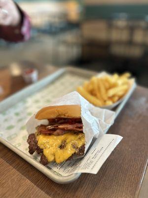 Smokehouse burger and fries. Not worth the price. Just get an original