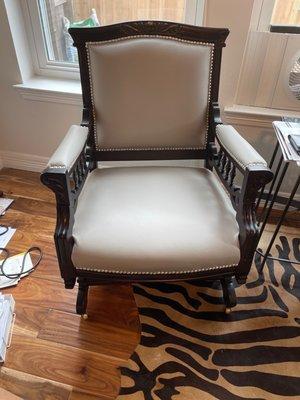 The chair redone.