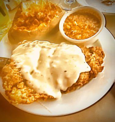 Chicken Fry, baked potato & cream corn!!!