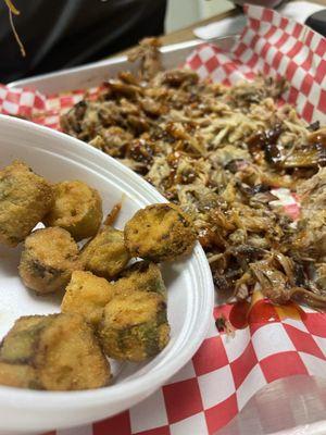 Pulled pork (1#), fried okra