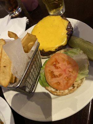 Classic Lion cheese Burger, with sandwich size English Muffin, best burger in area