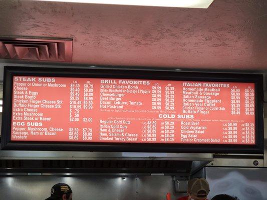 Menu as of 4/2021