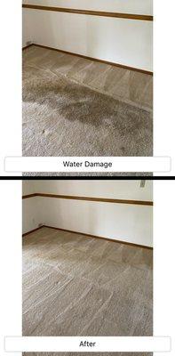 Water damage carpet cleaning in Tustin, California.