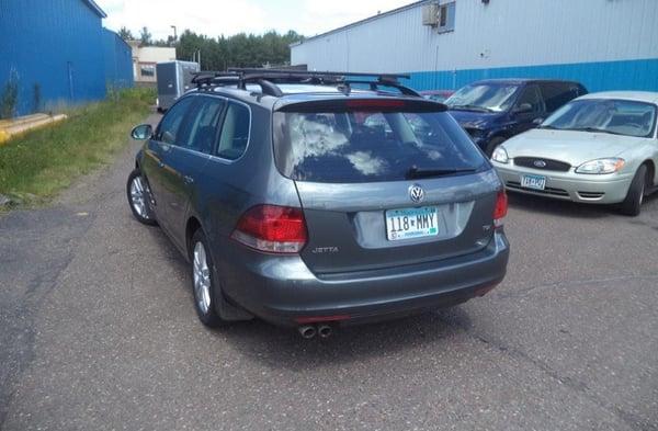 Repaired back panel on VW.