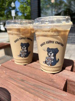 Iced vanilla lattes