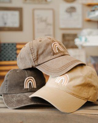 Neutral color rainbow hats. Very popular. Comes in a wide variety. $16