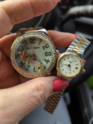 Batteries and links adjusted on Betsy Johnson and Longines