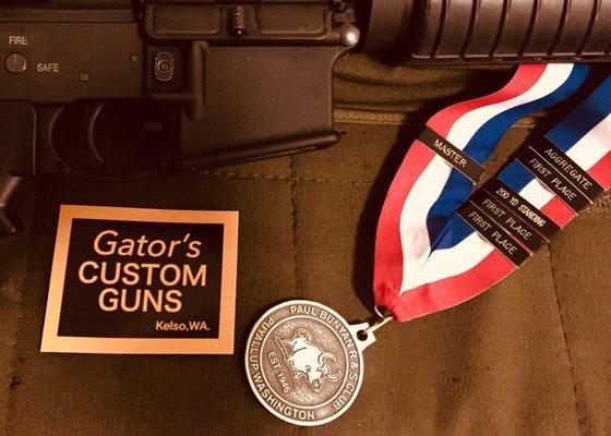 Gator's AR-15 parts and upper gunsmithing is bringing home the medals. This one is from 3/4/18 a NRA Approved match.